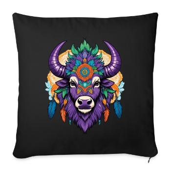 Bull Mandala Dream Catcher Aesthetic Design - Sofa pillowcase 17,3'' x 17,3'' (45 x 45 cm) - black - Front