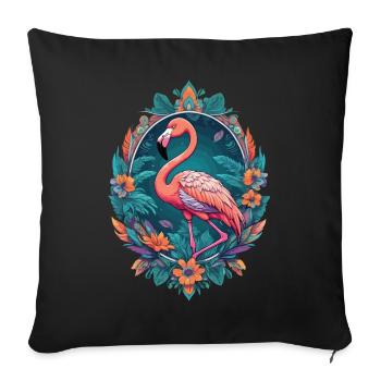 Flamingo Dream Catcher Feather Headdress Mandala Design - Sofa pillowcase 17,3'' x 17,3'' (45 x 45 cm) - black - Front