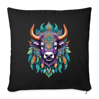 Cow Spiritual Mandala Dream Catcher Design - Sofa pillowcase 17,3'' x 17,3'' (45 x 45 cm) - black - Front