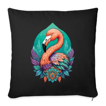 Flamingo Dream Catcher Feathers Mandala Design - Sofa pillowcase 17,3'' x 17,3'' (45 x 45 cm) - black - Front