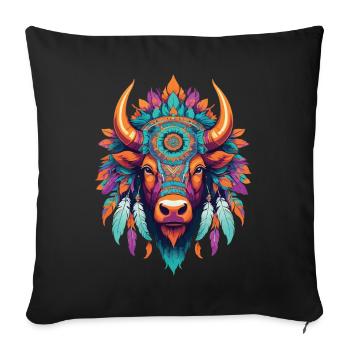 Taurus Mandala Design with Spiritual Elements - Sofa pillowcase 17,3'' x 17,3'' (45 x 45 cm) - black - Front