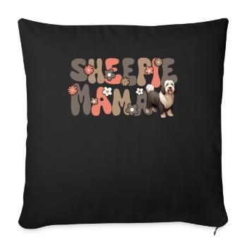 Old English Sheepdog Groovy Sheepie Mama - Sofa pillowcase 17,3'' x 17,3'' (45 x 45 cm) - black - Front