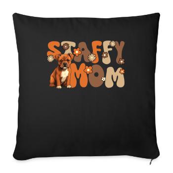 Staffordshire Bull Terrier Groovy Staffy Mom - Sofa pillowcase 17,3'' x 17,3'' (45 x 45 cm) - black - Front