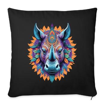 Rhinoceros Spiritual Dream Catcher Mandala Design - Sofa pillowcase 17,3'' x 17,3'' (45 x 45 cm) - black - Front