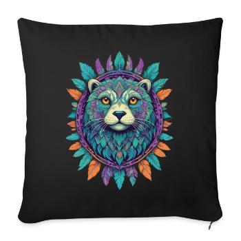 Sceau spirituel Mandala avec attrape-rêves - Housse de coussin décorative 45 x 45 cm - noir - Devant