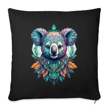 Koala spirituel Mandala Dream Catcher Design - Housse de coussin décorative 45 x 45 cm - noir - Devant