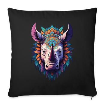 Rhinoceros Mandala Dream Catcher Design - Sofa pillowcase 17,3'' x 17,3'' (45 x 45 cm) - black - Front