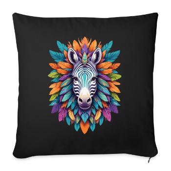 Zebra Mandala Traumfänger Design In Bohemian Stil - Sofakissenbezug 45 x 45 cm - Schwarz - Vorne