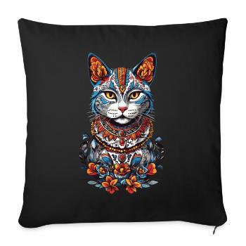 Mexican Cat Decoration for Cat Lovers - Sofa pillowcase 17,3'' x 17,3'' (45 x 45 cm) - black - Front