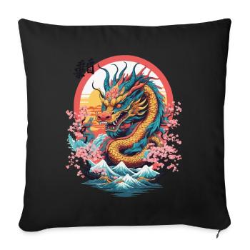 Design de dragon japonais streetwear esthétique - Housse de coussin décorative 45 x 45 cm - noir - Devant