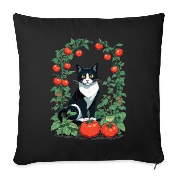 Chat de jardin Chats domestiques Propriétaire Chats Dame - Housse de coussin décorative 45 x 45 cm - noir - Devant