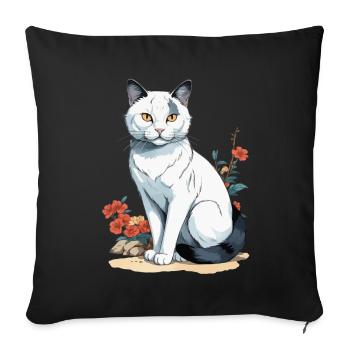 Domestic Cats, Owner, Cute Cat, Cats, Lady - Sofa pillowcase 17,3'' x 17,3'' (45 x 45 cm) - black - Front