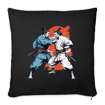 Samurai Bild Retro Samurai Ukiyo-E Vintage Design - Sofakissenbezug 45 x 45 cm - Schwarz - Vorne