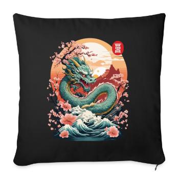 Japanese Dragon Tattoo Aesthetic Streetwear - Sofa pillowcase 17,3'' x 17,3'' (45 x 45 cm) - black - Front