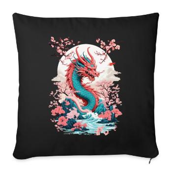 Japanese Dragon Aesthetic Streetwear Design - Sofa pillowcase 17,3'' x 17,3'' (45 x 45 cm) - black - Front
