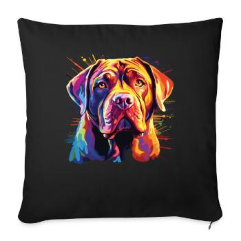 Aquarelle Colorée Dogue de Bordeaux - Housse de coussin décorative 45 x 45 cm - noir - Devant