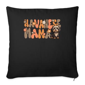 Havanais Groovy Maman bichon havanais - Housse de coussin décorative 45 x 45 cm - noir - Devant