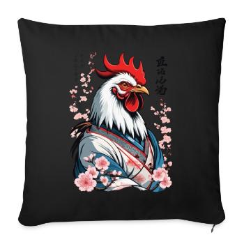 Samurai Bild Retro Design Hahn Kampfkunst - Sofakissenbezug 45 x 45 cm - Schwarz - Vorne