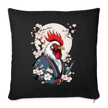 Coq Vintage samouraï Ukiyo-E Style Design - Housse de coussin décorative 45 x 45 cm - noir - Devant