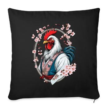 Samurai Bild Hahn Vintage Kampfkunst Ästhetik - Sofakissenbezug 45 x 45 cm - Schwarz - Vorne