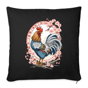 Asian With Cherry Blossoms Aesthetic - Sofa pillowcase 17,3'' x 17,3'' (45 x 45 cm) - black - Front