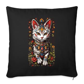 Mexican Cat Cute Cat Lady Owner - Sofa pillowcase 17,3'' x 17,3'' (45 x 45 cm) - black - Front
