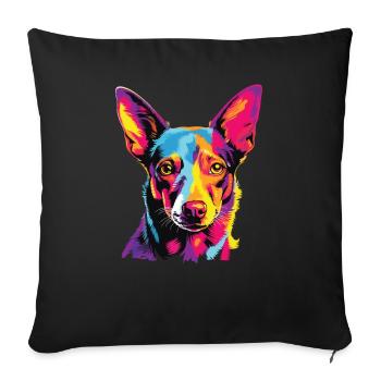 Wasserfarben Farbenfroher Portuguese Podengo - Sofakissenbezug 45 x 45 cm - Schwarz - Vorne