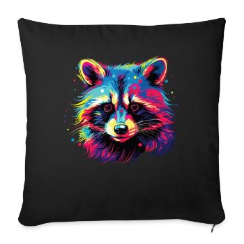 Watercolor Colorful Raccoon Colorful Animals - Sofa pillowcase 17,3'' x 17,3'' (45 x 45 cm) - black - Front