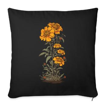 Tagetes Floral Decoration Vintage Aesthetic Streetwear - Sofa pillowcase 17,3'' x 17,3'' (45 x 45 cm) - black - Front