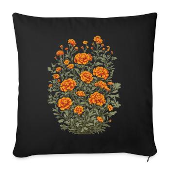 Tagetes Floral Decoration Vintage Aesthetic Streetwear - Sofa pillowcase 17,3'' x 17,3'' (45 x 45 cm) - black - Front