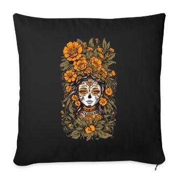 Blumen Deko Vintage Ästhetische Streetwear Design - Sofakissenbezug 45 x 45 cm - Schwarz - Vorne