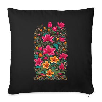 Lys Décoration Florale Esthétique Vintage Streetwear - Housse de coussin décorative 45 x 45 cm - noir - Devant