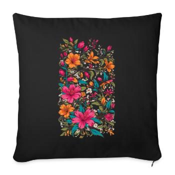 Lys Décoration Florale Vintage Esthétique Streetwear - Housse de coussin décorative 45 x 45 cm - noir - Devant