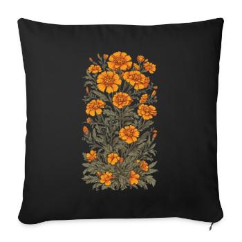 Tagetes Floral Decoration Aesthetic Streetwear - Sofa pillowcase 17,3'' x 17,3'' (45 x 45 cm) - black - Front
