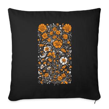 Streetwear Design Décoration Florale Esthétique Vintage - Housse de coussin décorative 45 x 45 cm - noir - Devant