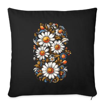 Chamomile Vintage Floral Design Aesthetic Streetwear - Sofa pillowcase 17,3'' x 17,3'' (45 x 45 cm) - black - Front