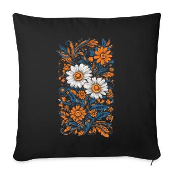 Chamomile Vintage Floral Design Aesthetic Decoration - Sofa pillowcase 17,3'' x 17,3'' (45 x 45 cm) - black - Front