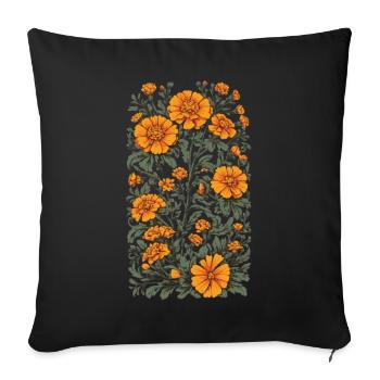 Aesthetics Tagetes Floral Decoration Vintage - Sofa pillowcase 17,3'' x 17,3'' (45 x 45 cm) - black - Front