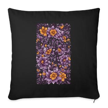 Purple Floral Decoration Vintage and Streetwear Design - Sofa pillowcase 17,3'' x 17,3'' (45 x 45 cm) - black - Front