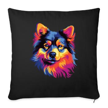 Watercolor Colorful Finnish Lapphund - Sofa pillowcase 17,3'' x 17,3'' (45 x 45 cm) - black - Front