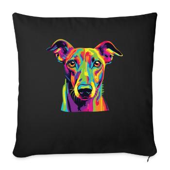 Wasserfarben Farbenfroher Greyhound - Sofakissenbezug 45 x 45 cm - Schwarz - Vorne
