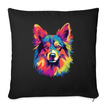 Watercolor Colorful Icelandic Dog - Sofa pillowcase 17,3'' x 17,3'' (45 x 45 cm) - black - Front