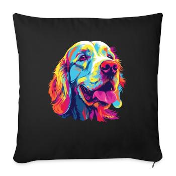 Wasserfarben Farbenfroher Clumber Spaniel - Sofakissenbezug 45 x 45 cm - Schwarz - Vorne