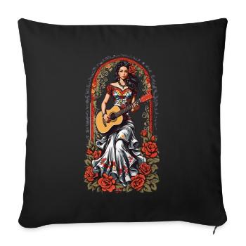 Ikonisches Gitarristen Design Musiker Aesthetic - Sofakissenbezug 45 x 45 cm - Schwarz - Vorne