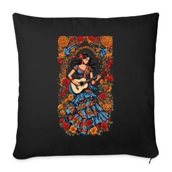 Spanish Guitarist Iconic Music Aesthetic - Sofa pillowcase 17,3'' x 17,3'' (45 x 45 cm) - black - Front