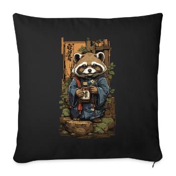 Marderhund Japanischer Sake Vintage Kunst - Sofakissenbezug 45 x 45 cm - Schwarz - Vorne