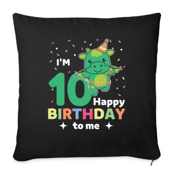 Dragon pour les 10 ans pour les enfants de dix ans - Housse de coussin décorative 45 x 45 cm - noir - Devant