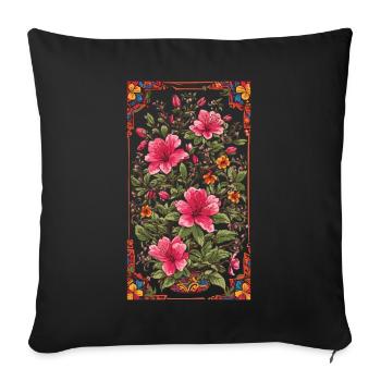 Deco Floral Vintage Aesthetic Streetwear Design - Sofa pillowcase 17,3'' x 17,3'' (45 x 45 cm) - black - Front