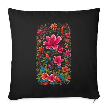 Aesthetic Floral Decoration Vintage Streetwear Design - Sofa pillowcase 17,3'' x 17,3'' (45 x 45 cm) - black - Front
