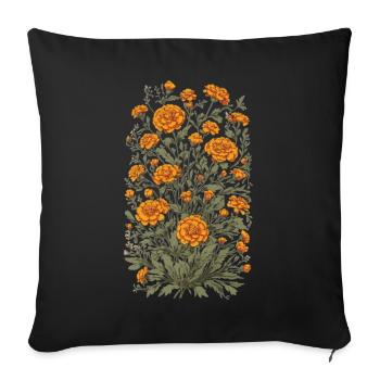 Vintage Floral Design Tagetes esthétique - Housse de coussin décorative 45 x 45 cm - noir - Devant